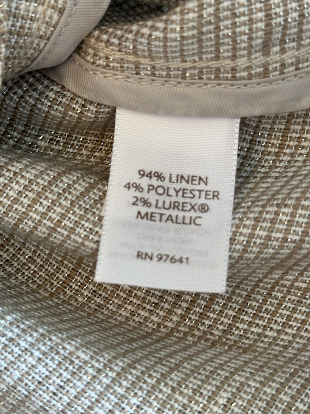 J. Jill | Metallic Linen Shimmer Peplum Jacket Blazer Beige Cream, Size L, NWT - Picture 5 of 10